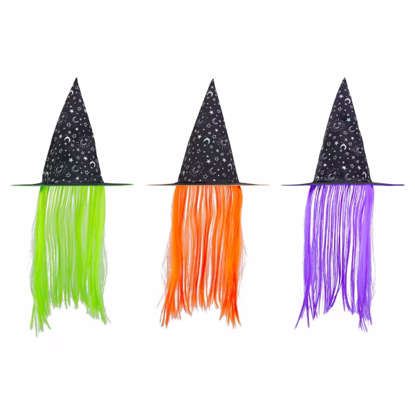 Halloween Kids Witch Hat with Hair