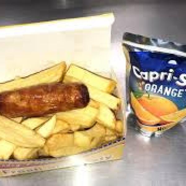Kids Sausage Chips and Drink Open All Ours