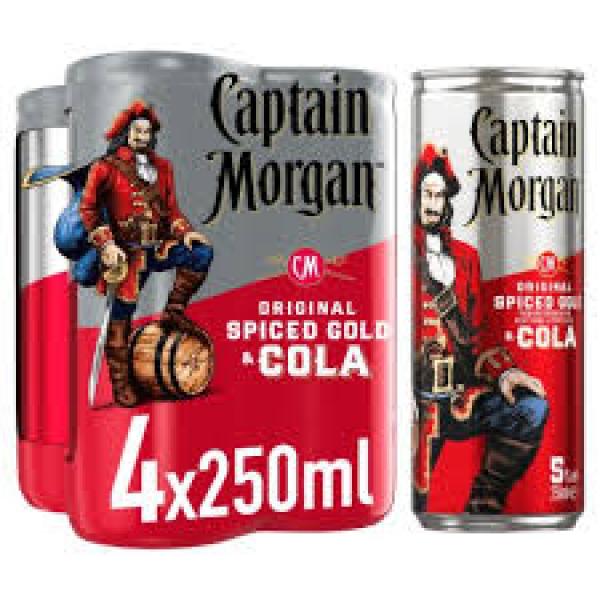 Captain Morgan and Cola 4pk 250ml